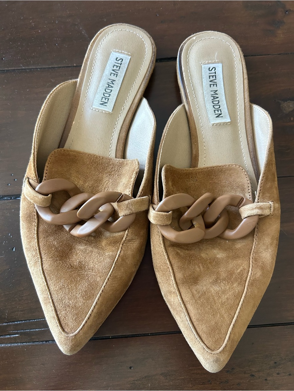 Steve Madden Tan Suede Pointed-Link Mule